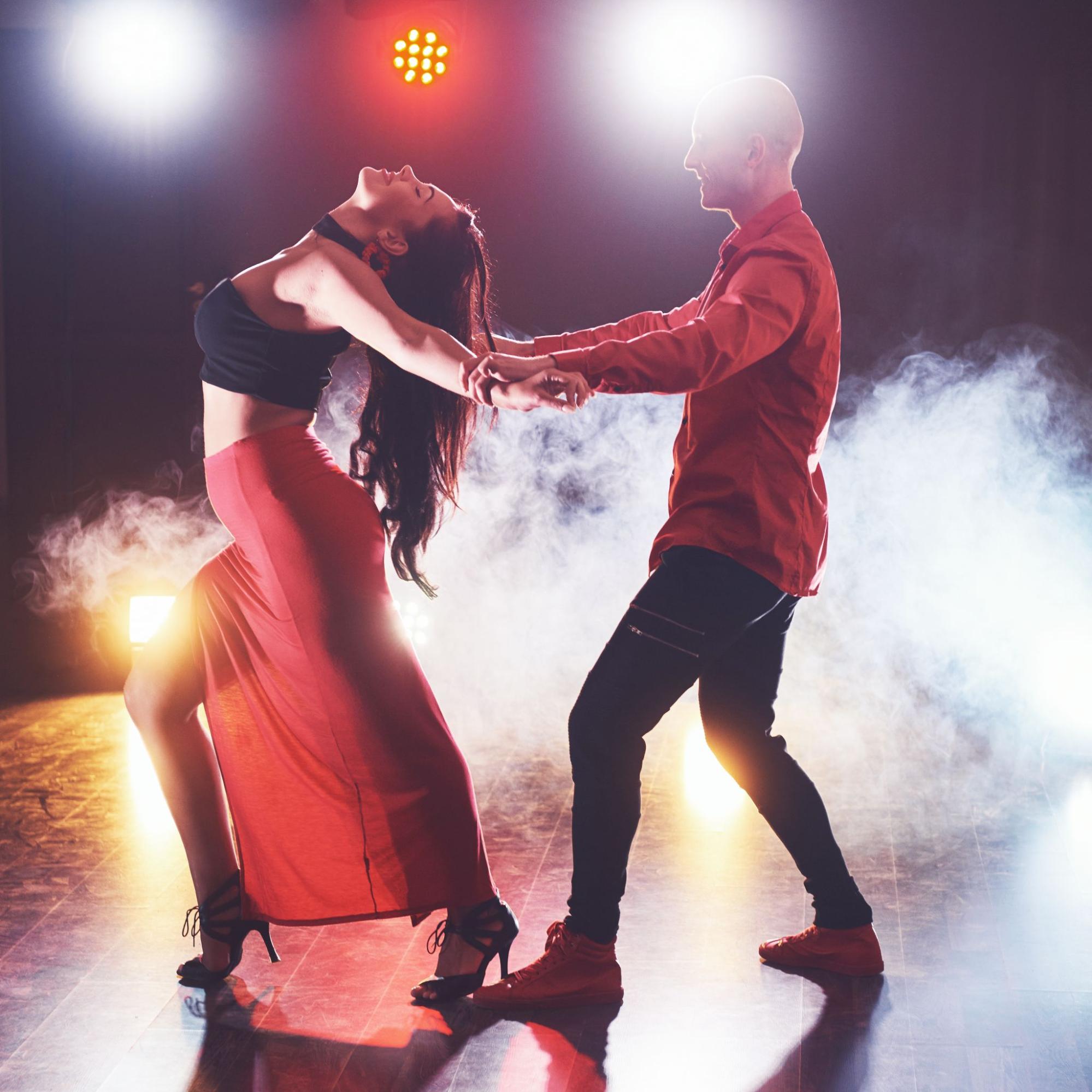 Salsa dancers practicing together at RF Dance