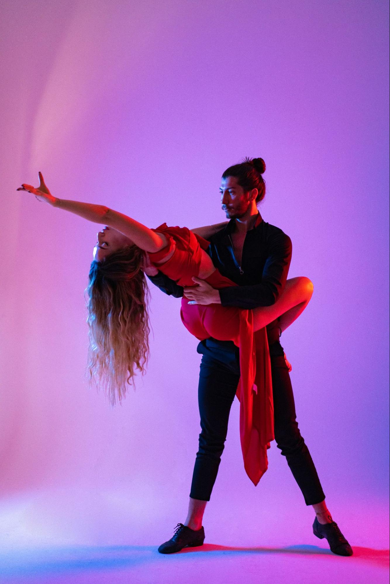 Salsa dancers learning at RF Dance in Orange County
