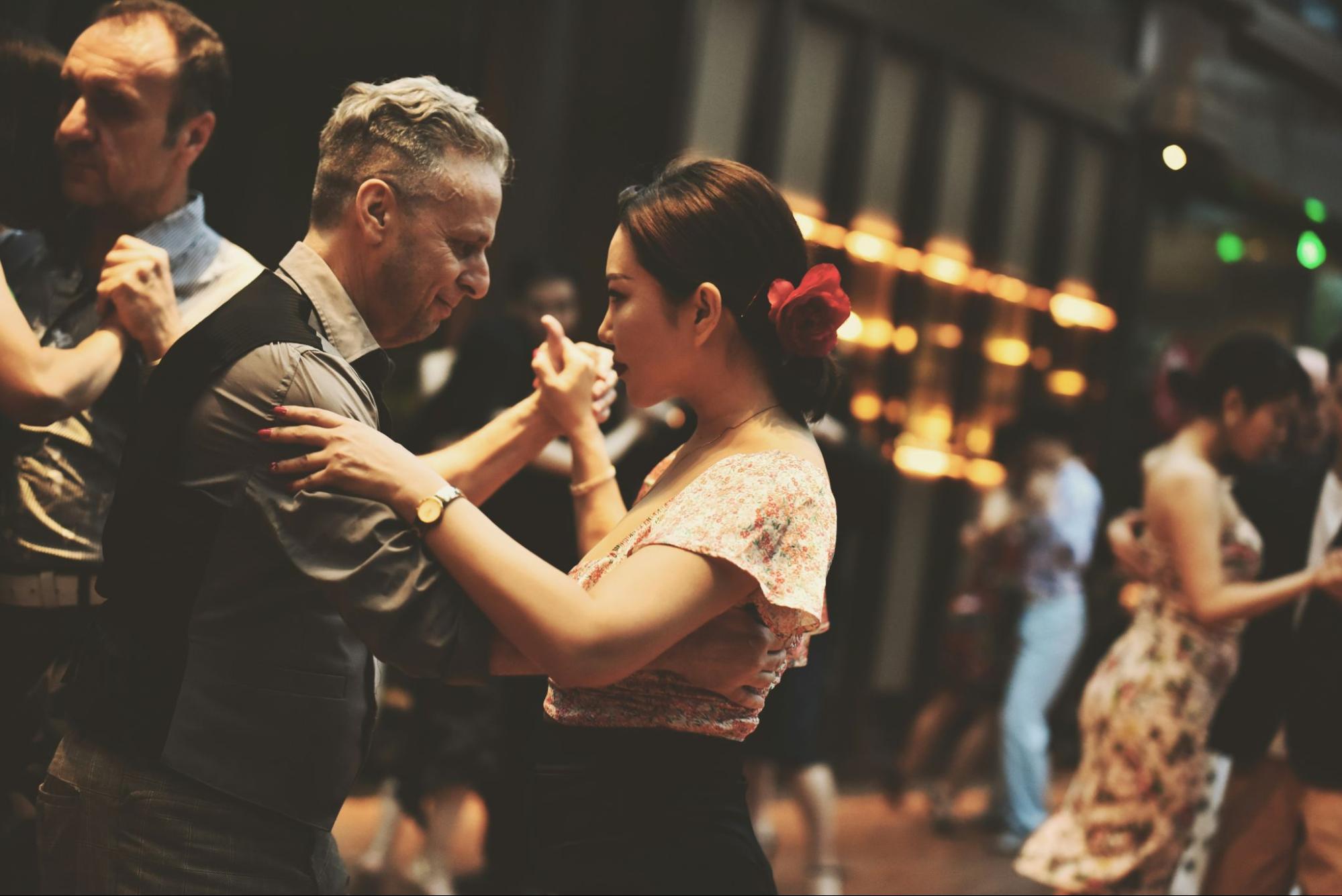 Students practicing in an RF Dance Salsa class